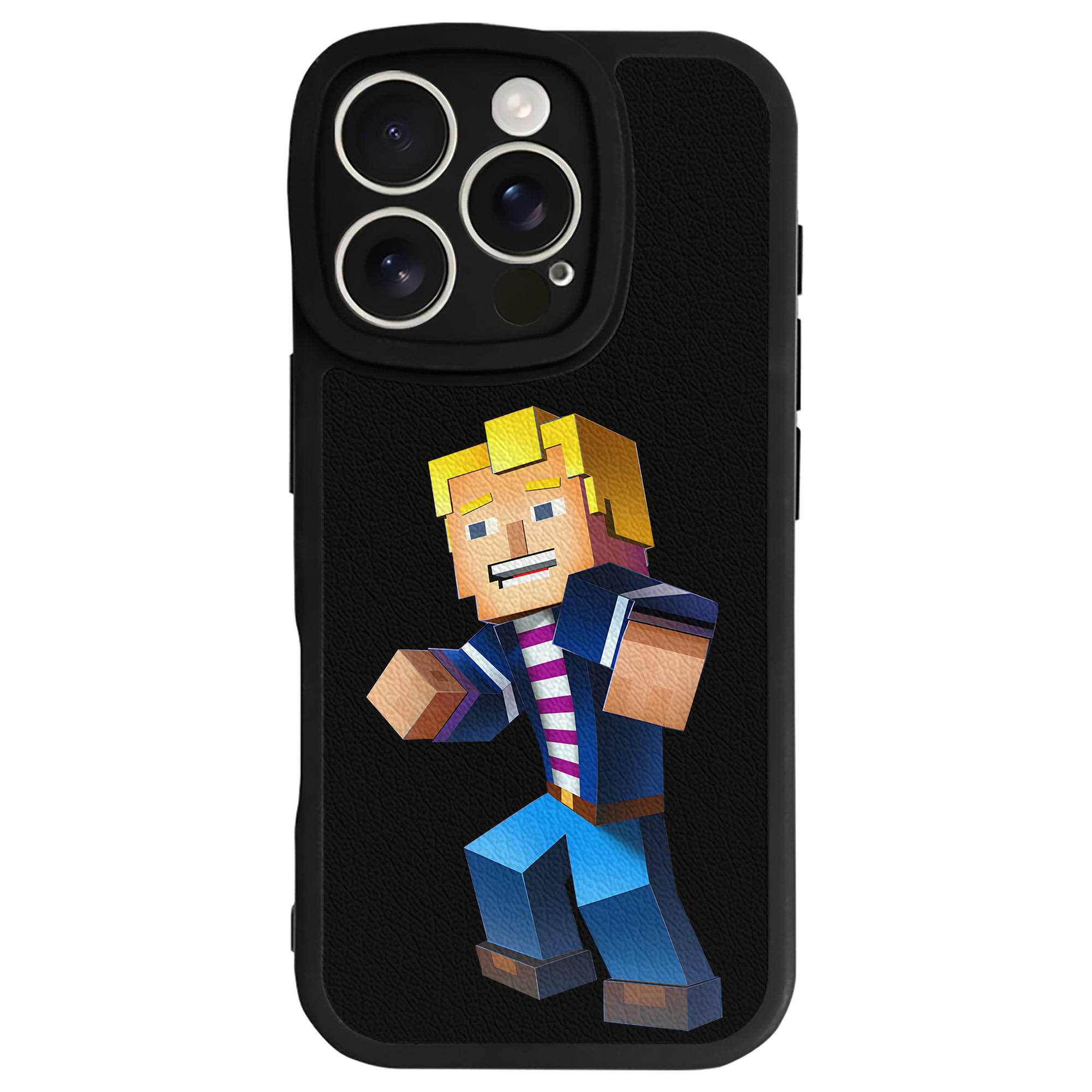 （画像用） マインクラフト ブロックの世界 Minecraft MC Block world 【iPhone 16シリーズ対応】シリコンスマホケース（レザー調） 材質：シリコン